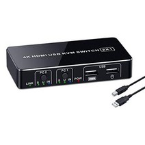 ELEVIEW 4K KVM 스위치 HDMI 디스플레이 USB 키보드와 마우스 공유 PC 전환기(PC