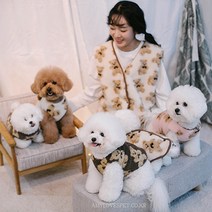 댕플룩 개플룩 그루밍독 곰 양면조끼(아이보리 브라운 핑크) S~2XL, 아이보리