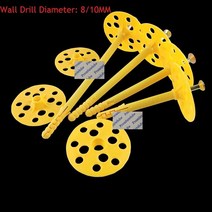 토우앙카 50 개몫 플라스틱 벽돌 패스너 플랜지 확장 앵커 나사 외부 벽면 열 절연 층 고정, 10mm, 80mm