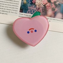 귀여운그립톡 귀여운 투명 그립톡 스탠드 브래킷 톡 홀더 핑거링, 초록잎 하트 복숭아