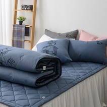 러블리 고밀도 순면 100수 슈퍼싱글 침대패드, 블루