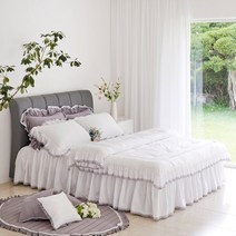 류금숙 프렌치 로망 실키케어 항균 프릴 차렵이불 베개커버 롱침대커버 세트(SS/Q/K/SK)