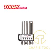 툴스타 볼비트세트 TS-BBS-75 렌치비트 볼비트 6.35mm 임팩용드라이버 5pcs 롱타입 숏타입 TOOLSTAR 카리스툴, 5개