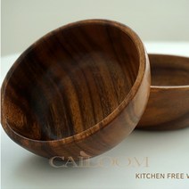 아카시아 원목 나무 우드 샐러드볼 가벼운 볼 원형 핸드메이드 식기 플레이트 그릇 2호