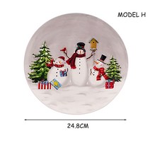 세라믹 접시 냄비 눈사람 밥 그릇 트레이 크리스마스 식기 장식, 8.Model H