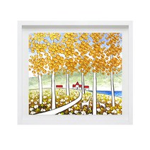 [유화그림액자]윤영천화백-황금나무마을(번창) (10호), 은색심플액자