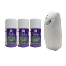 아로마에어 자동 타이머 방향제 분사기 1개+향캔 리필3개, 스윗라벤더X3개