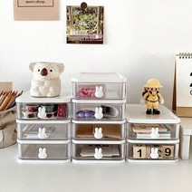 로즈소녀하우스 토끼 데스크테리어 오거나이저 미니서랍, 미니2단 화이트
