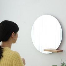 엣지라인 원목 하프선반 노프레임 원형 화장대 벽거울 일반형 LED형, 03_LED 500 원형(엣지), 01_하프_내츄럴