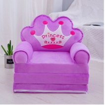 ZAZX MESONY 0627SHAFA 어린이 접이식 소파침대캐릭터유치원 아기소파 3단 분리 세탁 가능, 퍼플왕관