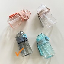 흡입 튜브 물 컵 여성 플라스틱 컵 여름 고온 저항하는 낙하 방지 누출 방지 캐주얼 컵, 다크 블루 350ML, 싱글 컵 스티커