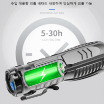 다기능 미니 초강력 LED 랜턴 줌led더블라이트 작업용 후레쉬 초강력 led 손전등 충전 후레쉬, 90mm x 20mm*3, 블랙