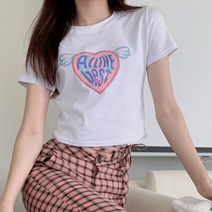 크롭티 여자 캐주얼 귀여운 여름티셔츠 하트날개 반팔