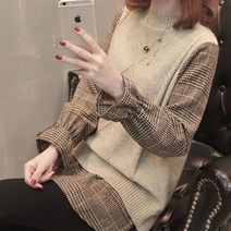 사수바리 여성용 오버핏 빅사이즈 부드러운 라운드 니트 예쁜 니트티 봄 가을