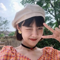 여성 직장인 학생 면 베이직 가을 데이트 화가 빵모자 베레모