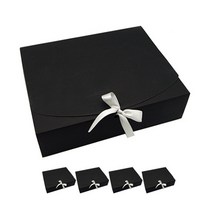 도나앤데코 직사각 대형 상자 + 리본 세트, 블랙, 5개