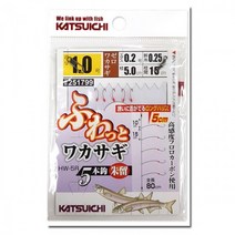 피싱스토어- 카츠이치 후왓또 와카사기 빙어바늘 채비 5본 HW-5R, 홋수 1.5호
