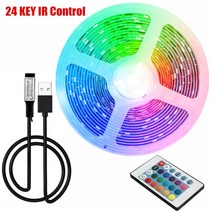 스마트 조명 5050 LED 스트립 라이트 블루투스 원격 제어 거실 TV 배경 빛나는 다이오드 RGB Fita 리본 램, 01 2835 RGB_05 5m, 02 24 Key Control