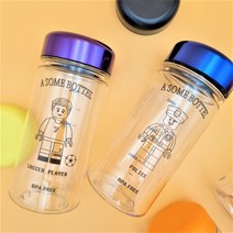 마이보틀 트라이탄 블럭 피규어 디자인 태권도 피아노 학원 보틀 물병 물통 350ml, 소방관, 메탈 블루