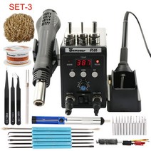 용접기신제품 블랙 8586 110V / 220V 760W ESD 납땜 인두 뜨거운 공기 용접 수리 도구 키트 열풍 총, 03 SET-3_01 220V EU Plug