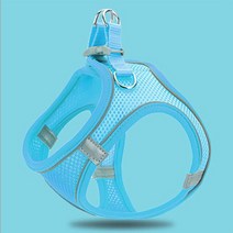 리드줄 탈출 방지 고양이 하네스 및 가죽 끈 세트 반사 스트립이있는 고양이와 개 조끼 하네스 애완 동물 여름 조절 가능한 부드러운 통기성 메쉬, 푸른, l