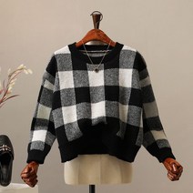 모노시크 폰타드 체크 라운드 배색 니트_MNKS379