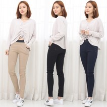 간지 허리배색 면스판 스키니 팬츠