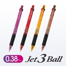 자바펜 초저점도 Jet3 Ball 0.38mm 세필형 3색 유성볼펜, 옐로우