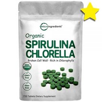클로렐라 Chlorella 스피루리나 스피룰리나 스피루니나 Spirulina정 타블렛제 1회 3000mg 720개 4개월 분량 50 블렌드 슈퍼푸드 필러 없음 첨가제 비건 단백질