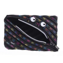 ZIPIT 귀여운 몬스터 디자인 지퍼 필통 세탁기 세탁 30개 필기구 보관, Black Rainbow_Jumbo Pencil Cas