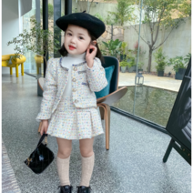 바로배송 아기하객룩 키즈 트위드상하세트 여아 미니스커트 어린이집 유치원 문센룩코디