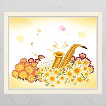 기타 바보사랑[꾸밈]cj840-꽃밭의색소폰_창문그림액자, B타입-외부창문형