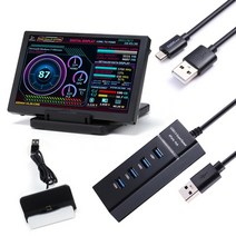 게임 게이밍 모니터 와이드 컴퓨터 aida64 5 인치 ips 디스플레이 알루미늄 합금 usb 보조 화면 cpu gpu ram hdd 링 360도 회전, USB 케이블 커넥터