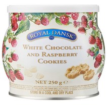 덴마크과자 로얄 단스크 ROYAL DANSK 화이트 초콜릿과 라즈베리 쿠키 250g, 1개