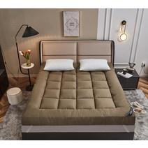 굿잠 기숙사 두꺼운 매트리스 싱글 더블 퀸 킹 소프트 토퍼 매트리스, M. 커피_90x200cm