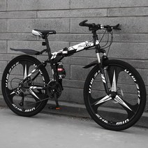 풀샥 MTV자전거 xc MTB 접이식 산악 자전거 이중 충격 흡수 24/26 인치 학생 휴대용 남녀공용 스쿠터, [02] 26 inches, [01] 21, [17] 3 knife black