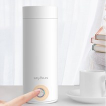 궁궐STORE 휴대용 전기포트 텀블러 물끓이는 소형 보온병, 화이트(유럽형코드)