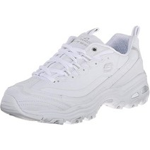 Skechers 여성용 D라이트 메모리폼 레이스업 스니커즈 화이트 실버 7.5 M US