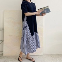 마이시즌 여성용 믹스 잔줄 캉캉 원피스