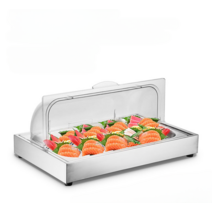 뷔페 초밥 회 스시 육회 쇼케이스 얼음 평대 냉식대 트레이 디저트 케이크 과일, 싱글 그리드 6.5cm깊이 (스틸 컬러)