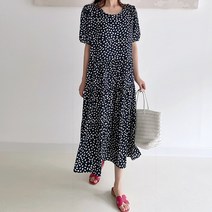 오키 여성 르미 캉캉 도트 프릴 원피스