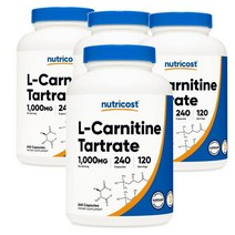 뉴트리코스트 Nutricost 엘 카르니틴 타르트레이트 1000mg 240캡슐, 4팩