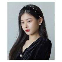진주 벨벳 골드 벨벳 스펀지 두꺼운 헤어 밴드 머리띠