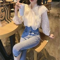 [Sealang]여성 오피스룩 리본 레이스 긴팔 셔츠 봄가을 bg2zhuo218