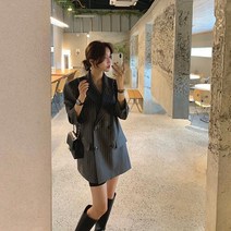여성 봄가을 스트라이프 정장코트 더블버튼 자켓L230129019