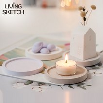 [리빙스케치]원형 석고 캔들 디퓨저 방향제 홀더 플레이트 받침대 국내제작, 사각 화이트