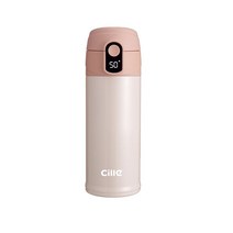 씰레 해피 스마트 온도 디스플레이 스테인리스 스틸 보온병, 핑크, 350ml