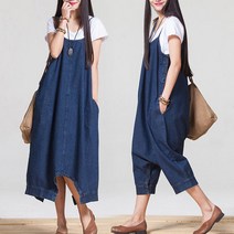 마더라이크 빅사이즈 오버핏 점프수트 데님원피스 청여성의류8040