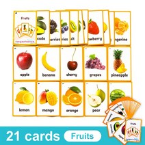 영어 카드 파닉스 단어 학습 카드 영어낱말 플래시 카드, Fruits 21Cards