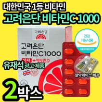 고려은단 유재석 비타민 C&D 1000mg 이지 여성 여자 갱년기 엄마 어머니 할머니 고려온단 고러은단 고러온단 칼슘 뼈 형성 건강 스위스산 건강기능식품 비터민 유제석 알약케이스, 2박스